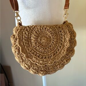 Handcrafted Crochet Tan Shoulder Bag